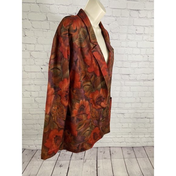 VTG GW Division Of Graff 80’s Floral Multicolor Two Button Blazer Jacket Women M - Picture 2 of 9